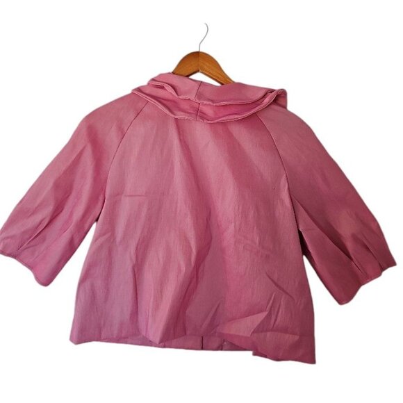 Samuel Dong Pink Glam Party Ruffle‎ 3/4 Sleeve Cropped Jacket L Large - Picture 10 of 13